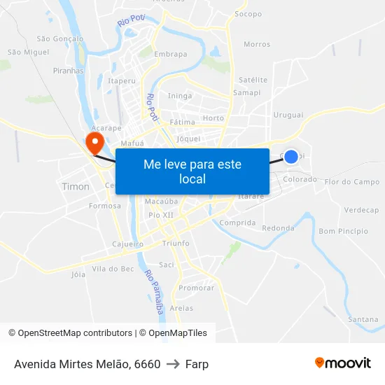 Avenida Mirtes Melão, 6660 to Farp map