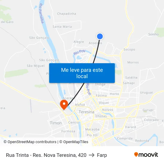 Rua Trinta - Res. Nova Teresina, 420 to Farp map