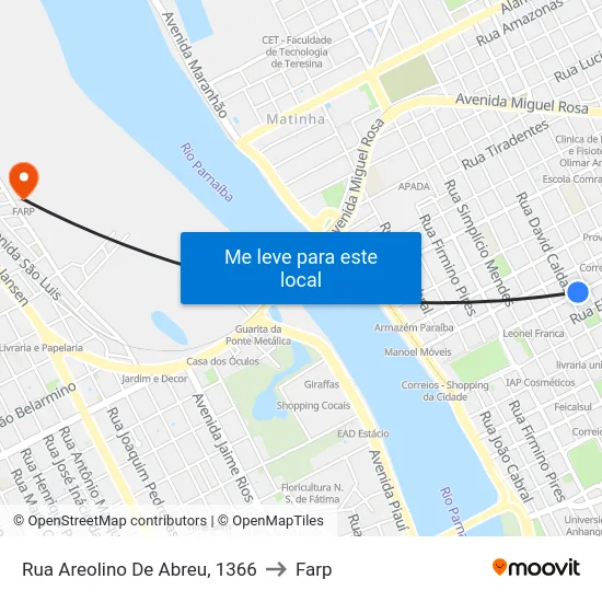 Rua Areolino De Abreu, 1366 to Farp map