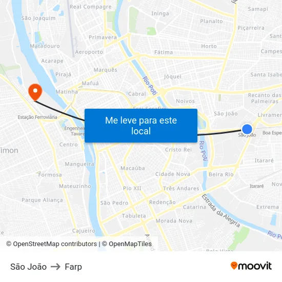 São João to Farp map