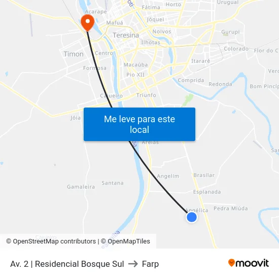 Av. 2 | Residencial Bosque Sul to Farp map