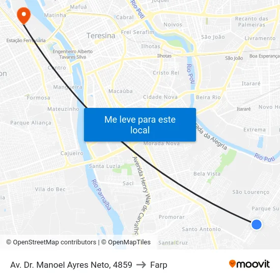 Av. Dr. Manoel Ayres Neto, 4859 to Farp map