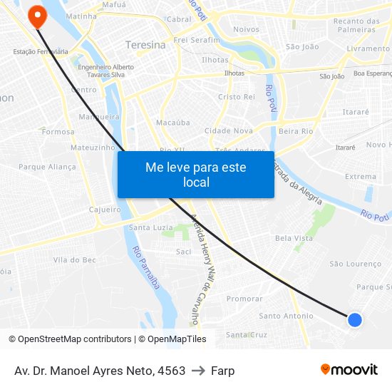 Av. Dr. Manoel Ayres Neto, 4563 to Farp map