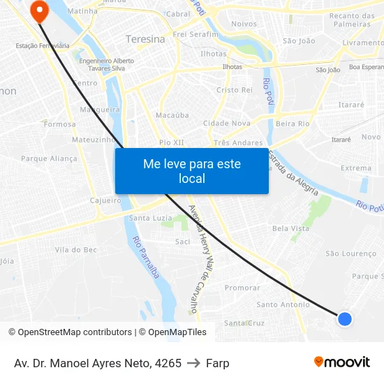 Av. Dr. Manoel Ayres Neto, 4265 to Farp map