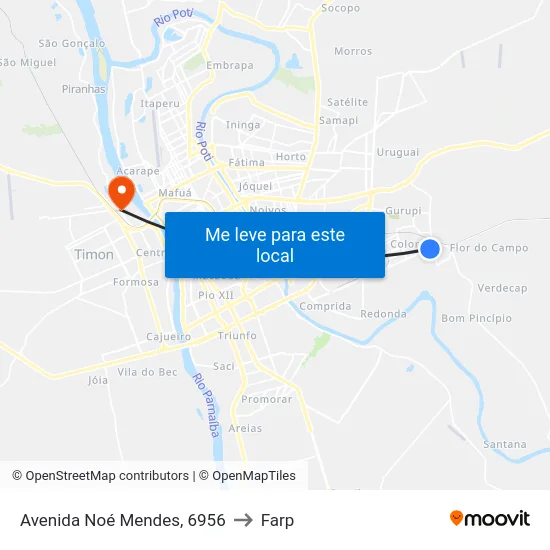 Avenida Noé Mendes, 6956 to Farp map