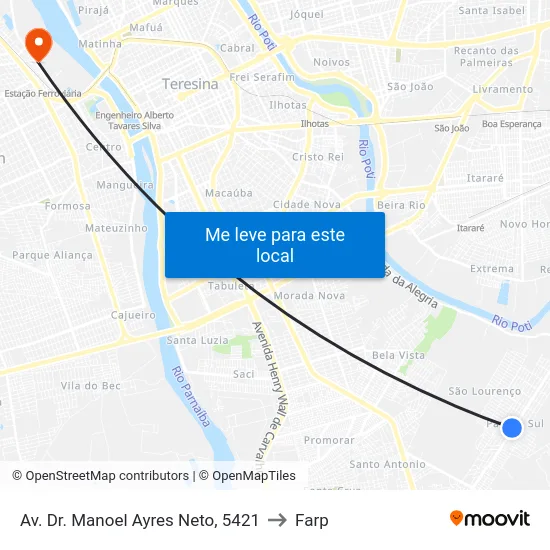 Av. Dr. Manoel Ayres Neto, 5421 to Farp map