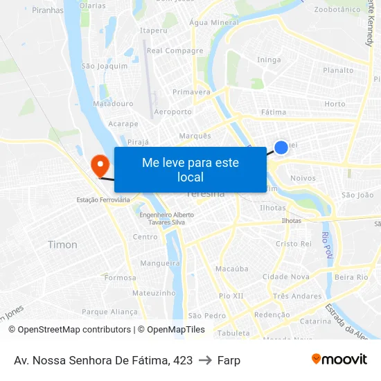 Av. Nossa Senhora De Fátima, 423 to Farp map