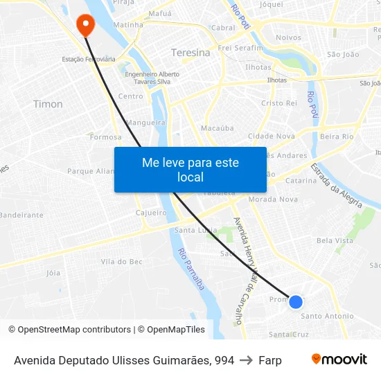 Avenida Deputado Ulisses Guimarães, 994 to Farp map