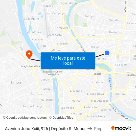 Avenida João Xxiii, 926  | Depósito R. Moura to Farp map