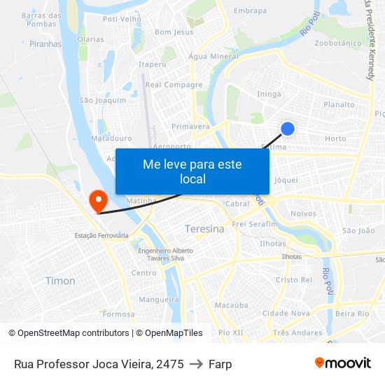 Rua Professor Joca Vieira, 2475 to Farp map