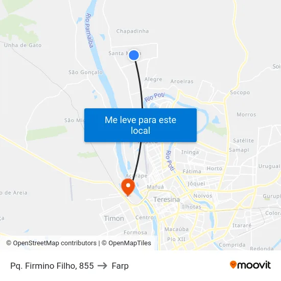 Pq. Firmino Filho, 855 to Farp map