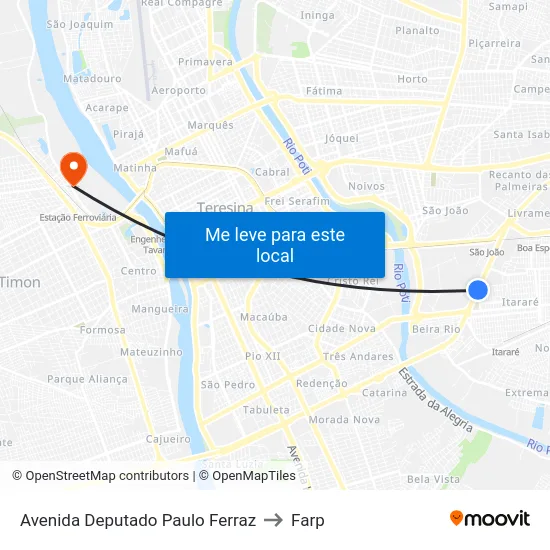 Avenida Deputado Paulo Ferraz to Farp map