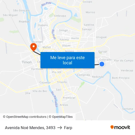 Avenida Noé Mendes, 3493 to Farp map
