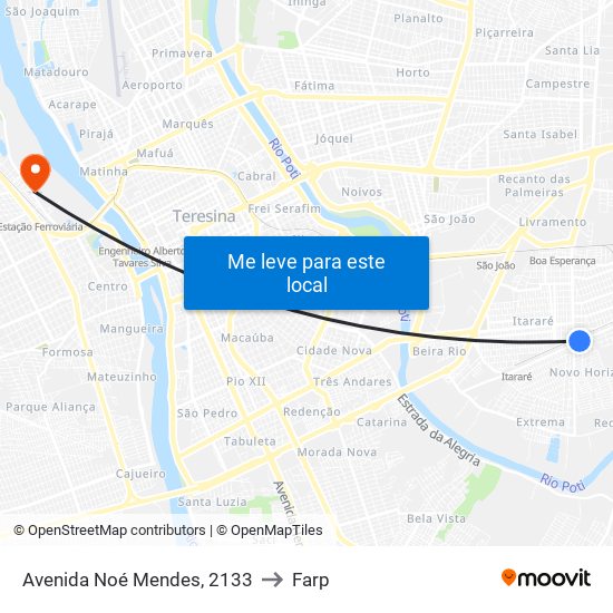 Avenida Noé Mendes, 2133 to Farp map