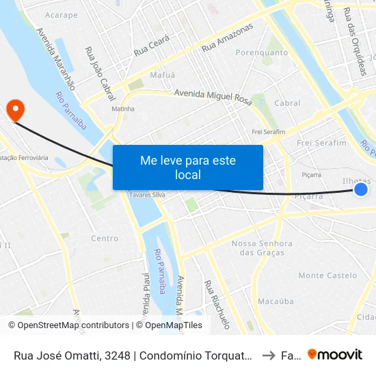 Rua José Omatti, 3248 | Condomínio Torquato Neto to Farp map