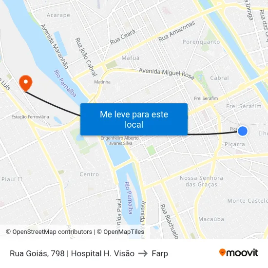Rua Goiás, 798 | Hospital H. Visão to Farp map