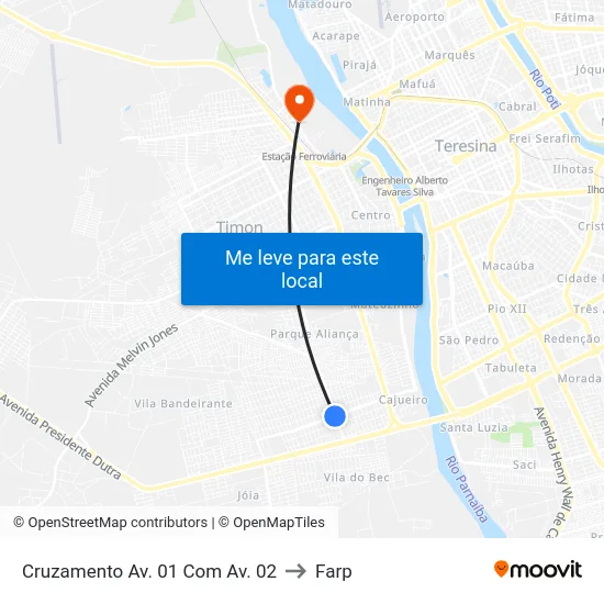Cruzamento Av. 01 Com Av. 02 to Farp map