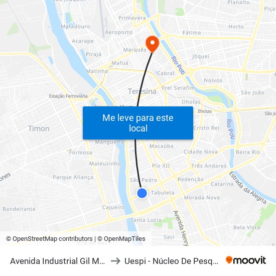 Avenida Industrial Gil Martins, 293 | Oposto Ao Grupo Claudino to Uespi - Núcleo De Pesquisa Em Biotecnologia E Biodiversidade map