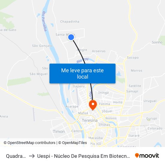 Quadra F, 239 to Uespi - Núcleo De Pesquisa Em Biotecnologia E Biodiversidade map