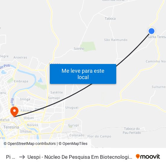 Pi 113 to Uespi - Núcleo De Pesquisa Em Biotecnologia E Biodiversidade map