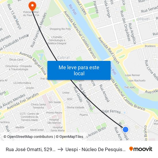 Rua José Omatti, 529 | Condomínio Solar Do Longá to Uespi - Núcleo De Pesquisa Em Biotecnologia E Biodiversidade map