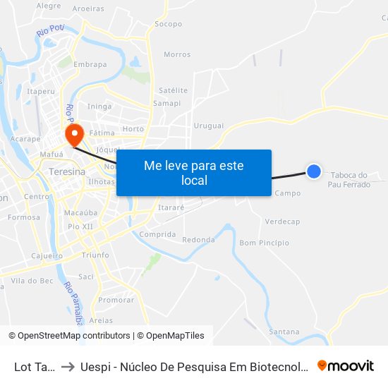 Lot Taboca to Uespi - Núcleo De Pesquisa Em Biotecnologia E Biodiversidade map