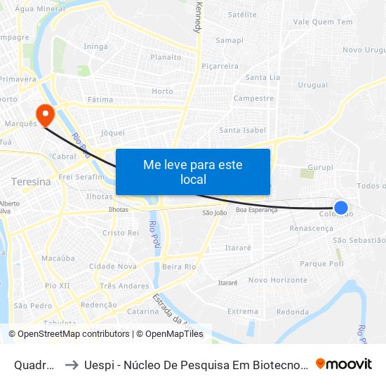 Quadra E, 14 to Uespi - Núcleo De Pesquisa Em Biotecnologia E Biodiversidade map