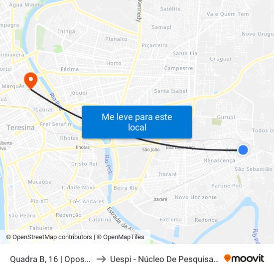 Quadra B, 16 | Oposto Ao Cond. Heliópolis Park to Uespi - Núcleo De Pesquisa Em Biotecnologia E Biodiversidade map