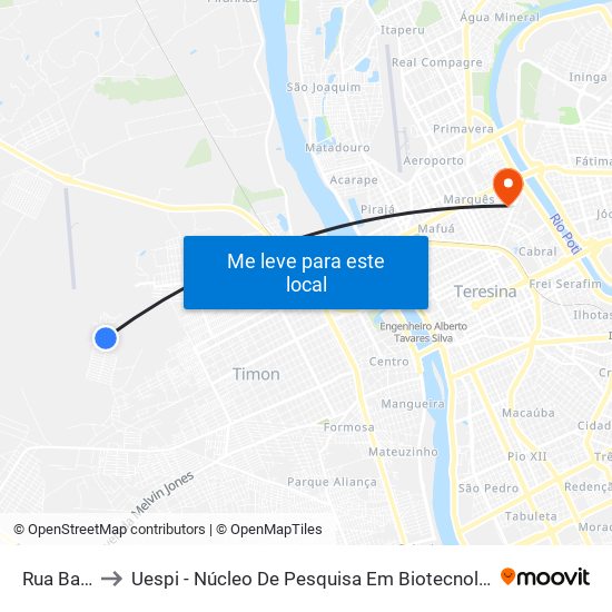 Rua Bacabal to Uespi - Núcleo De Pesquisa Em Biotecnologia E Biodiversidade map