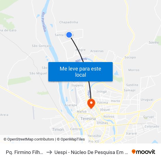 Pq. Firmino Filho, 175 | Quadra L to Uespi - Núcleo De Pesquisa Em Biotecnologia E Biodiversidade map