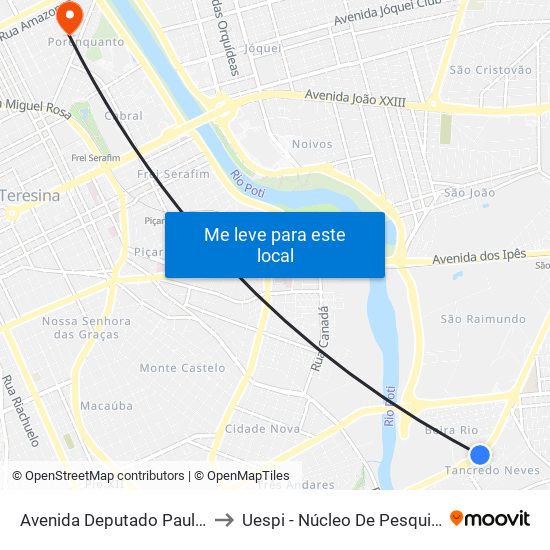 Avenida Deputado Paulo Ferraz, 124| Conj. Tancredo Neves to Uespi - Núcleo De Pesquisa Em Biotecnologia E Biodiversidade map