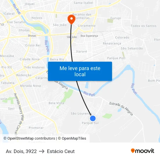 Av. Dois, 3922 to Estácio Ceut map