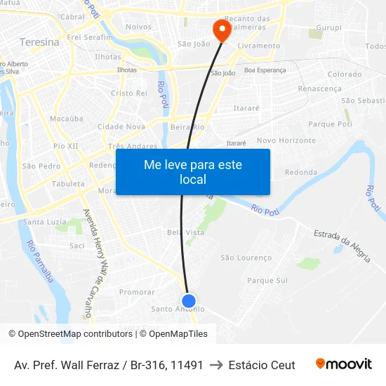 Av. Pref. Wall Ferraz / Br-316, 11491 to Estácio Ceut map