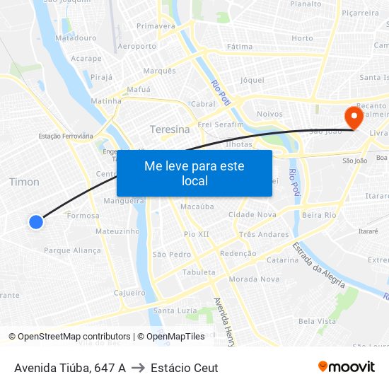 Avenida Tiúba, 647 A to Estácio Ceut map