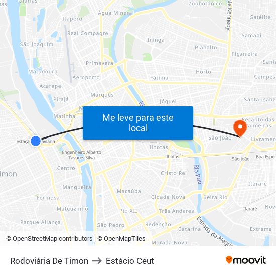 Rodoviária De Timon to Estácio Ceut map