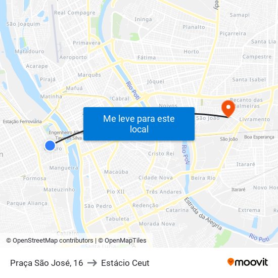 Praça São José, 16 to Estácio Ceut map