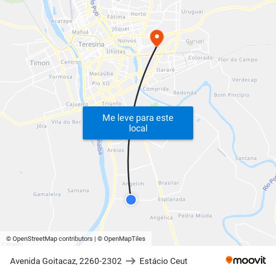 Avenida Goitacaz, 2260-2302 to Estácio Ceut map