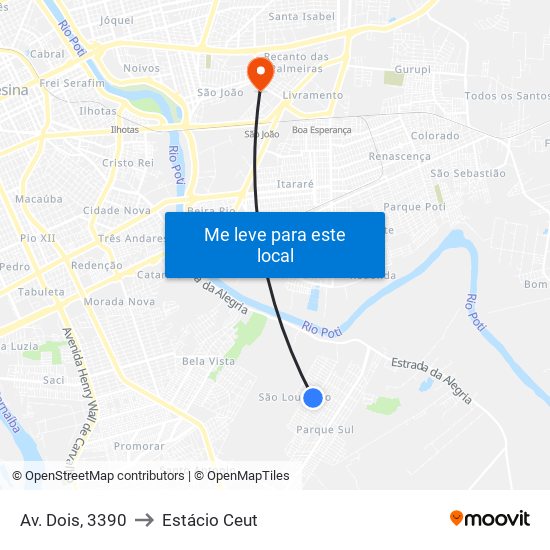 Av. Dois, 3390 to Estácio Ceut map