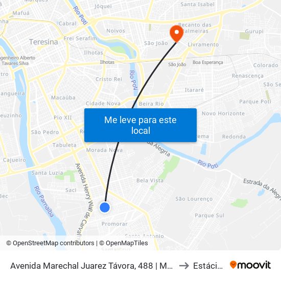Avenida Marechal Juarez Távora, 488 | Mercado Do Parque Piauí to Estácio Ceut map