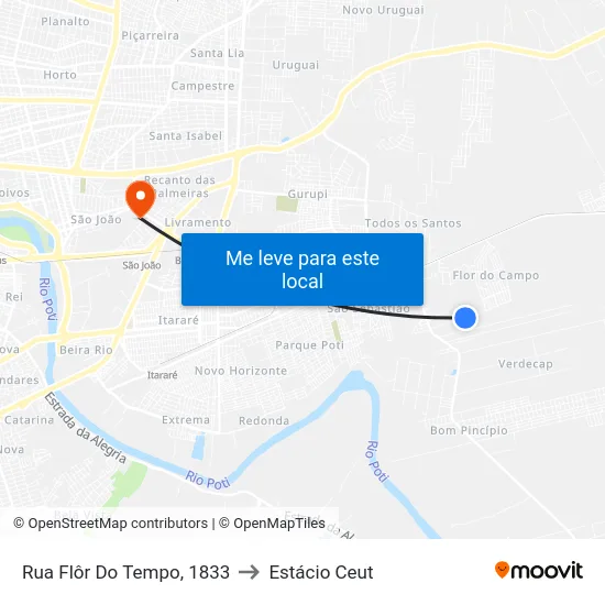Rua Flôr Do Tempo, 1833 to Estácio Ceut map
