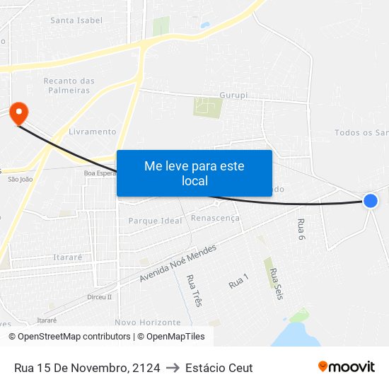 Rua 15 De Novembro, 2124 to Estácio Ceut map