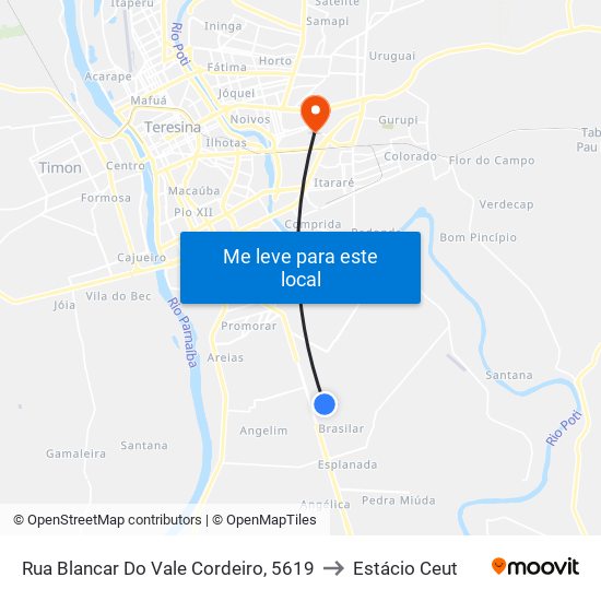 Rua Blancar Do Vale Cordeiro, 5619 to Estácio Ceut map
