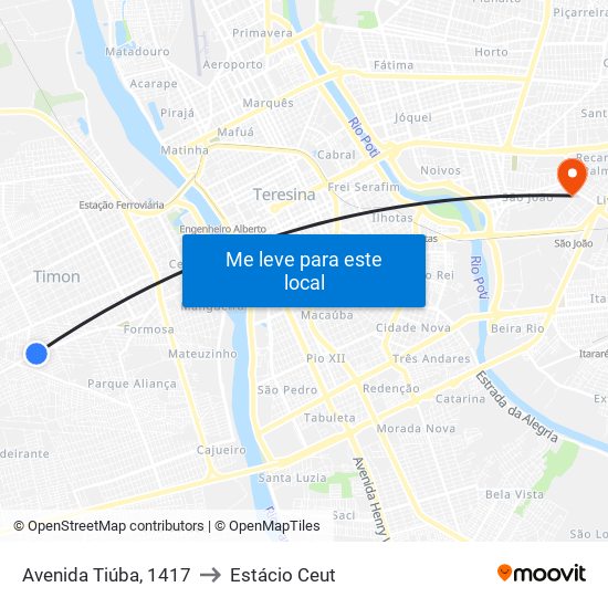 Avenida Tiúba, 1417 to Estácio Ceut map