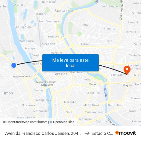Avenida Francisco Carlos Jansen, 2047-2149 to Estácio Ceut map