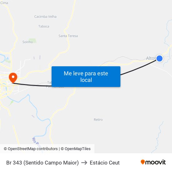 Br 343 (Sentido Campo Maior) to Estácio Ceut map