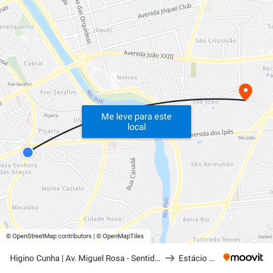 Higino Cunha | Av. Miguel Rosa - Sentido Centro to Estácio Ceut map