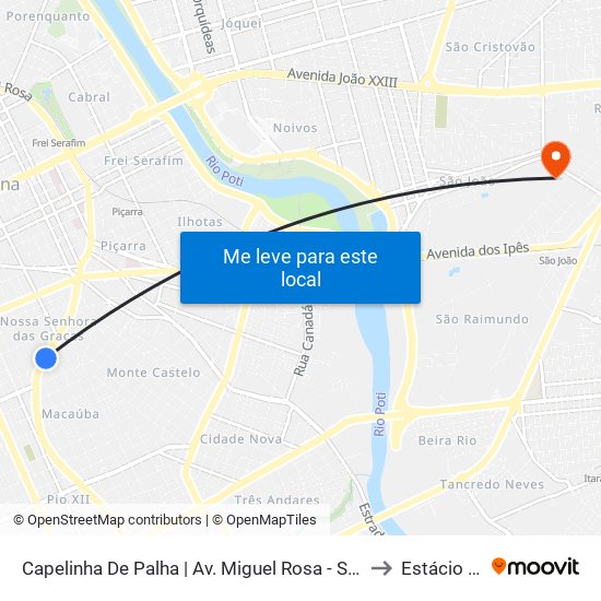 Capelinha De Palha | Av. Miguel Rosa - Sentido Centro to Estácio Ceut map