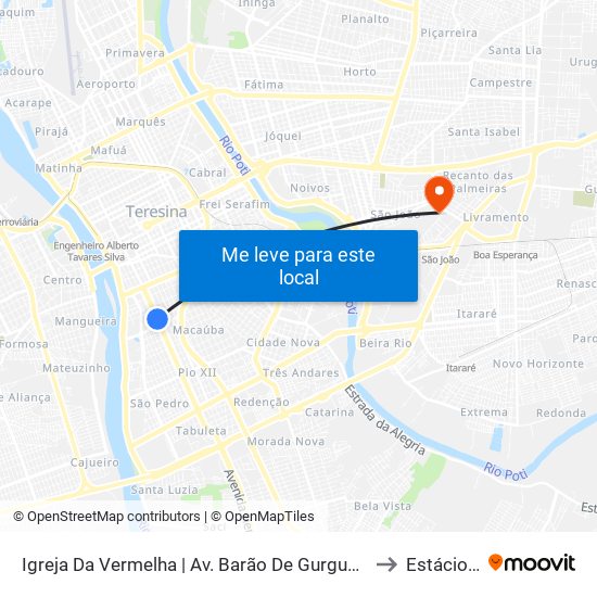 Igreja Da Vermelha | Av. Barão De Gurguéia - Sentido Centro to Estácio Ceut map