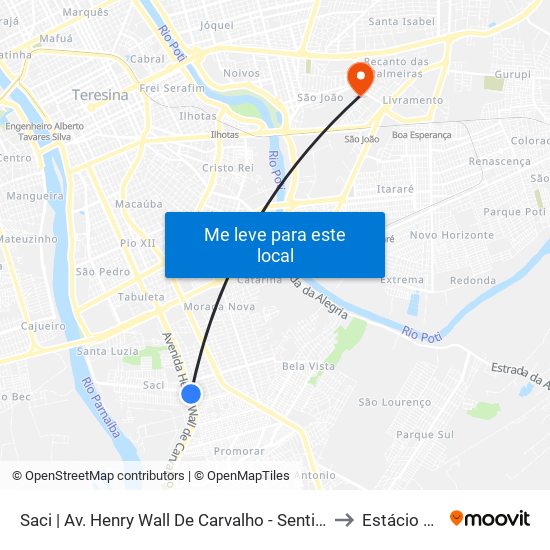 Saci | Av. Henry Wall De Carvalho - Sentido Centro to Estácio Ceut map