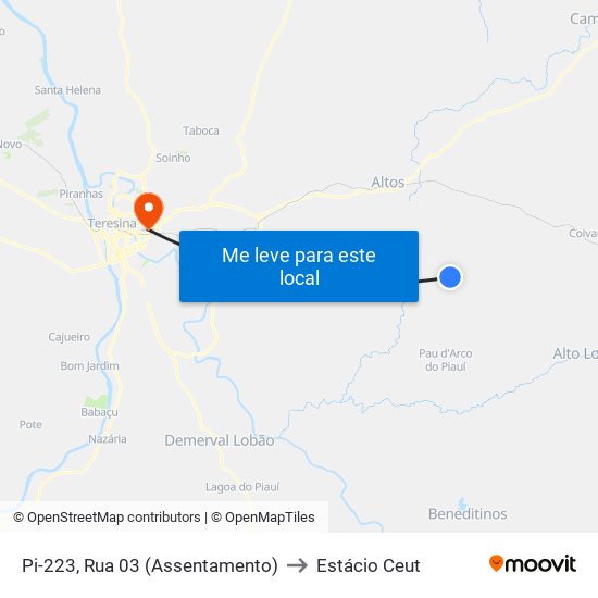 Pi-223, Rua 03 (Assentamento) to Estácio Ceut map